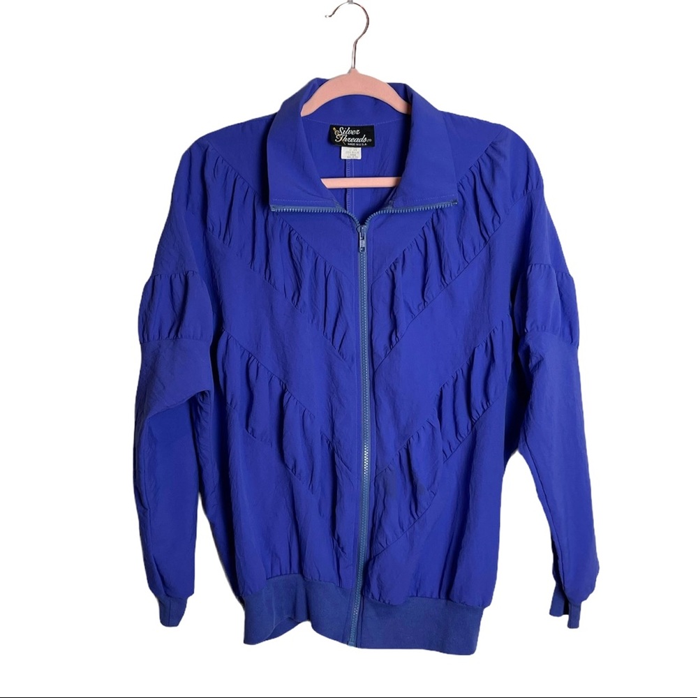 Vintage Silver Threads wind breaker blue raglan